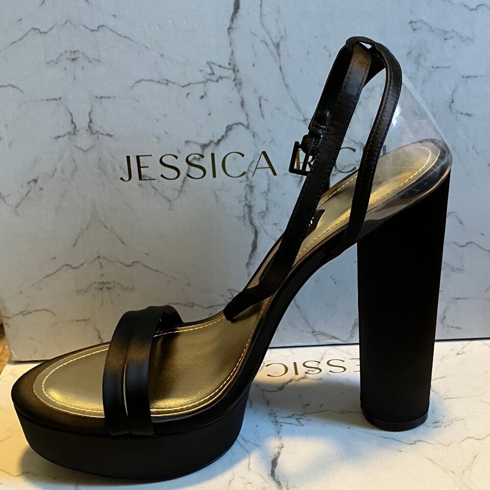 NIB Jessica Rich Satin Noir Platform Sandals Size: 38 and 39